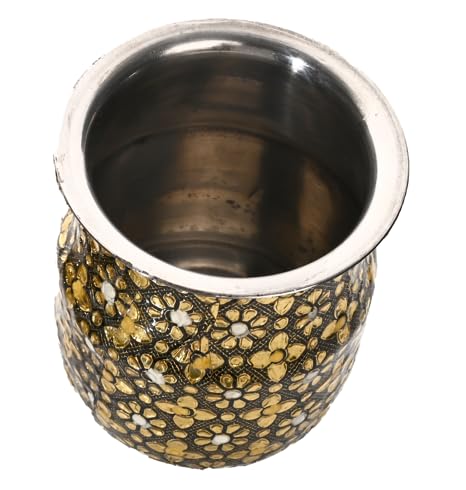 Kalash Lota Steel Minakari Pooja Pot Vessel for Worship Purpose Essential Article for Temple Home Office Diwali Festival Decoration and Gifting (Minakari) - Image 3