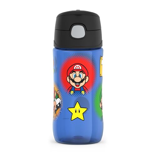 THERMOS FUNTAINER 16 Ounce Plastic Hydration Bottle with Spout, Mario