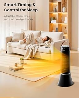 Space Heaters for indoor use large room, 24" 12ft/s Electric Heater with Remote, 1500W Electric Heaters with 80°Oscillation, 1-12H Timer, PTC Electric Heater for Large Room, Bedroom Home Office (A)