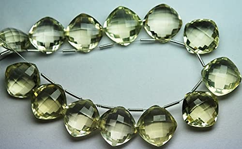 Green Lemon Quartz coussin 11mm, briolettes naturelles pour bijoux d'été et tenues bohèmes