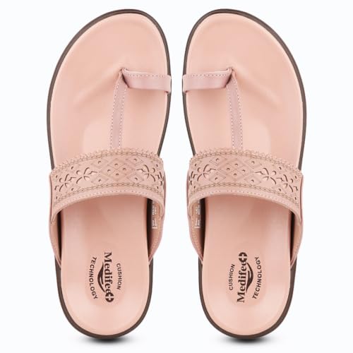 Image of Medifeet Women's Orthopedic Toe-Ring Sandals | Soft Cushioned Slip-On Comfort Slippers | Anti-Skid, Arch Support