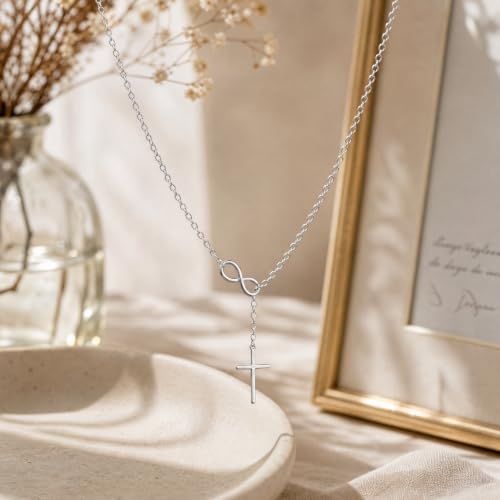 Sterling Silver Necklace for Women Silver Infinity Cross Pendant Chain by Rcidan - Used condition - Image 5