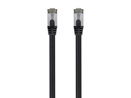 Monoprice Cable de conexión negro Cat8 de 30 pies, doble blindado (SFTP) 26AWG 2GHz 40G cobre puro sin enganches, cable Ethernet RJ45 serie Entegrade