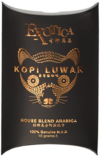 The World's Most Exclusive Coffee, 100% Genuine Kopi Luwak Specialty Arabica House Blend Ground Gourmet Coffee (10g sachet)
