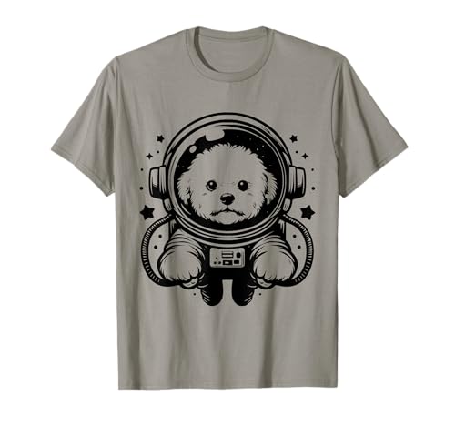 Dog Dad Mom Space - Astronauta Bichon Frise Camiseta