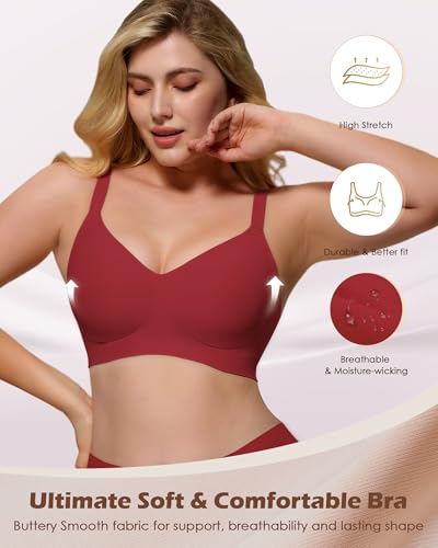 Image of As Fairy Womens Soft Comfortable No Underwire Bras V Neck Seamless Push Up Bralettes Full Coverage Tshirt Brassiere