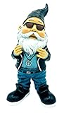 SEWAS Gartenzwerg, lustig Cooler Rocker mit Peace Kette, handbemalt und wetterfest aus hochwertigem Kunstharz, Dekofigur