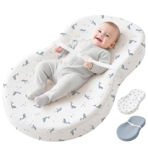 Konssy Baby Changing Pad Set with Waterproof Lining &amp; 2 Pack Muslin Covers