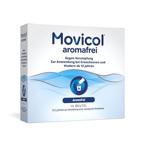 Movicol® Dosierbeutel, aromafrei, 10 Beutel, gegen Verstopfung bei Erwachsenen & Kindern ab 12 Jahren, Abführmittel, hydratisiert, weicht den Stuhl auf & regt so die natürliche Darmbewegung wieder an
