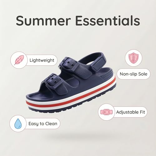 Image of Toddler Buckle Sandals Open Toe Water Sandal with Adjustable Back Strap for Boys Girls