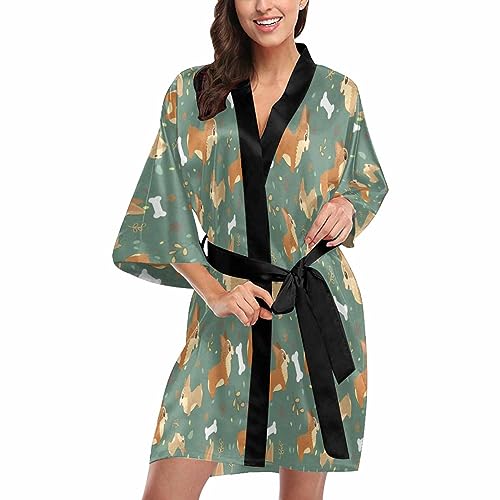 Womens Robe Winter Robe Bathrobe Sleepwear Quick Dry Casual Nights Robes Long Robes For Women 2XL, Corgi With Paws, Leaves And Bones Womens Robe Winter Robe Bathrobe Sleepwear Quick Dry Casual Nights Robes Long Robes For Women 2XL, Corgi With Paws, Leaves And Bones