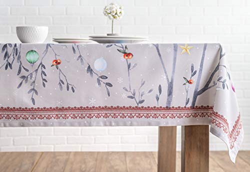 Maison d' Hermine Table Cloth Rectangle Table 100% Cotton 180 cm x 140 cm Tablecloth Reusable Everyday Use for Christmas Decorations Dining Farmhouse Home Party Festive (Fairy Christmas) - Image 4