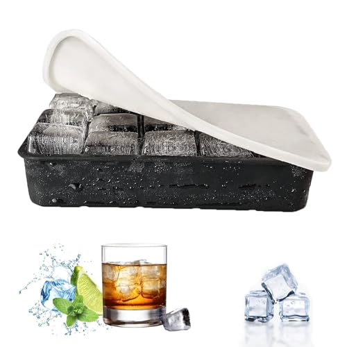 Eiswürfelform Silikon mit Deckel - 15-Fach 3.3cm Quadratische Ice Cube Tray für Whisky, Cocktails, Wein, Obst, Fruchtpür...