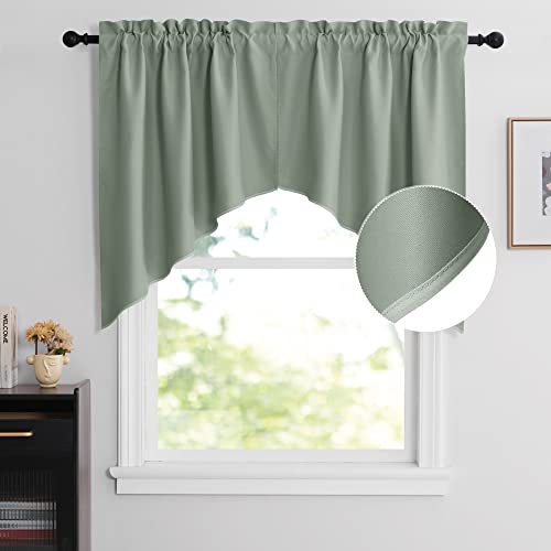 NICETOWN Kitchen Valances for Window, Farmhouse Rustic Room Darkening Swag Curtains for Living Room Rod Pocket Soft Short Curtains for Bedroom Decor,
