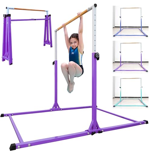 Image of Seliyoo Foldable Gymnastics Bar for Kids Teens Ages 3-18, 5FT /6FT Kip Training Bar -Sturdy Base for Home Training,Adjustable Height 35 inch to 59 inch for, 400 LBS Capacity,Anti-Slip Base & Easy Assembly