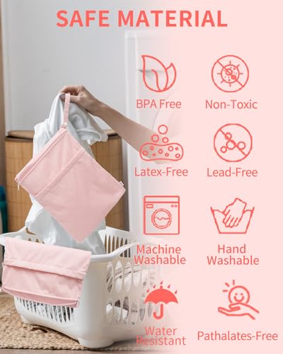 Image of babygoal Wet Dry Bags for Baby Cloth Diapers, Washable Travel Bags, Beach, Pool, Gym Bag for Swimsuits & Wet Clothes with 2 Pockets 3 Pack 3LN09-IN