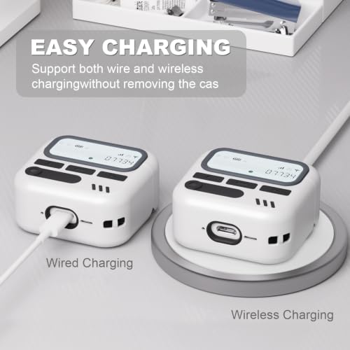 Image of for AirPods 4 Case with Safty Lock,Retro Inspired Pager Style (White)