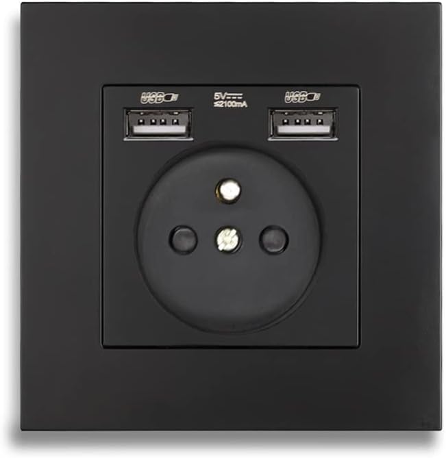 Wall Mounted Power Outlet Glass Panel Plug Residential Square Universal Charging Port Socket(D)