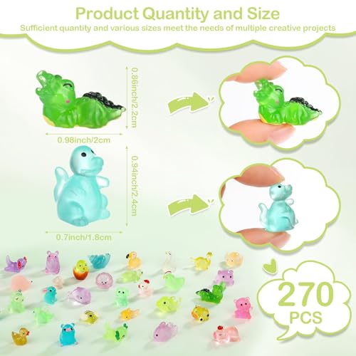 270 PCS Mini Resin Animals Glow in The Dark Small Plastic Figures Bulk by Jollidecor - Used condition - Image 3