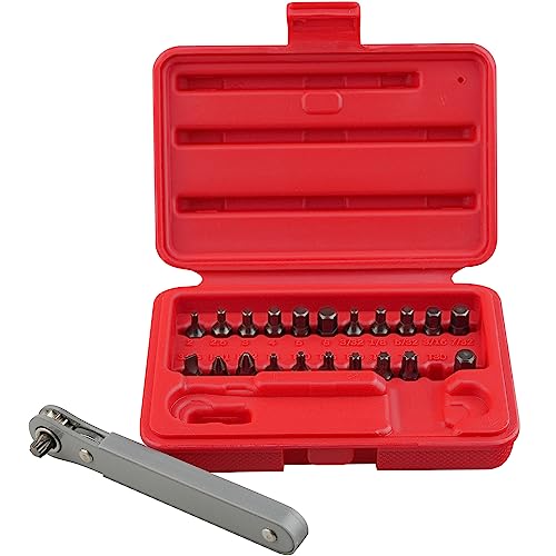 KAIFNT K451 Ultra Low Profile Screwdriver Bit Set with Mini Ratchet Wrench, 1/4-Inch Drive, 23-Piece - Thumbnail 2