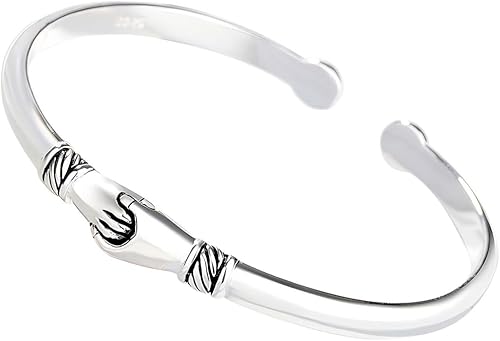 Pulsera de plata esterlina para mujer, brazalete abierto ajustable S925, regalo de joyería italiana hecha a mano