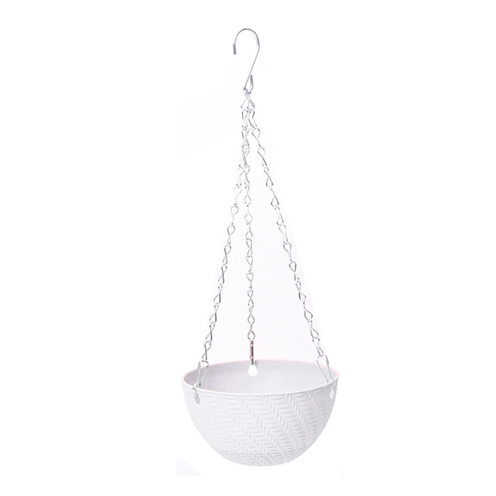 WUYXTO 2 Set Attractive Woven Look Chain Hanging Planters Flower Pot Basket Imitation Rattan Weaving For Indoor And Outdoor Use For plant(White)