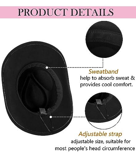 Image of Women-Classic-Western-Cowboy-Shapeable-Hat - Men-Roll-Up-Wide-Brim-Felt-Fedora-Hats-Cowgirl-Hat with Belt Buckle(M-L)