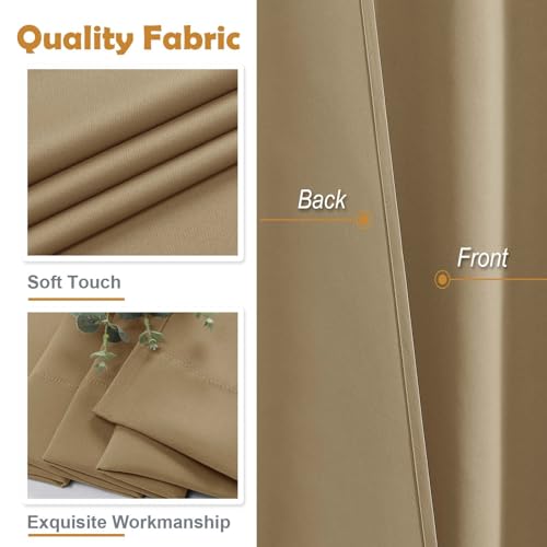 Image of Aiyufeng Taupe Blackout Curtains for Bedroom 63 Inch Length 2 Panels Set, Solid Thermal Insulated Energy Saving Rod Pocket Window Treatment Curtains Blackout Drapes, W40 x L63 Inch, Taupe