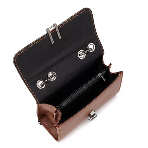 Women's Fashion Trendy Bronze Side Shoulder Bag One-Shoulder Mobile Wallet Card Bag 3.07 * 5.71 * 7.76 feet - Brown Color3