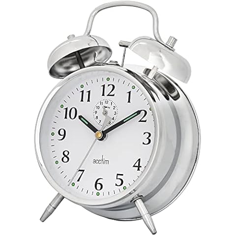 Acctim Mechanical Analogue Bell Alarm Clock, Stainless-Steel, Chrome, 17 x 12 x 6 cm Cover