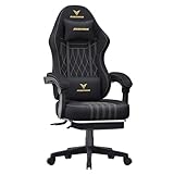 RXGAMING ゲーミングチェア オフィスチェア イス 椅子 テレワーク 疲れない ファブリック デスクチェア オットマン付き ゲーム用チェア145°リクライニング パソコンチェア 座り心地よい テレワーク 収納便利 ブラック