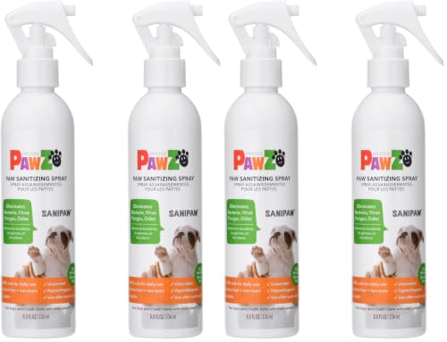 Image of PawZ SaniPaw Dog Paw Cleaner and Odor Eliminator Spray, 8 Oz Paw Sanitizer and Dog Repellent Spray, 4 Pack