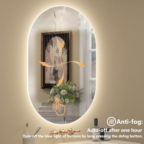 Image of 40x24 Inch Oval Backlit LED Bathroom Mirror with Lights