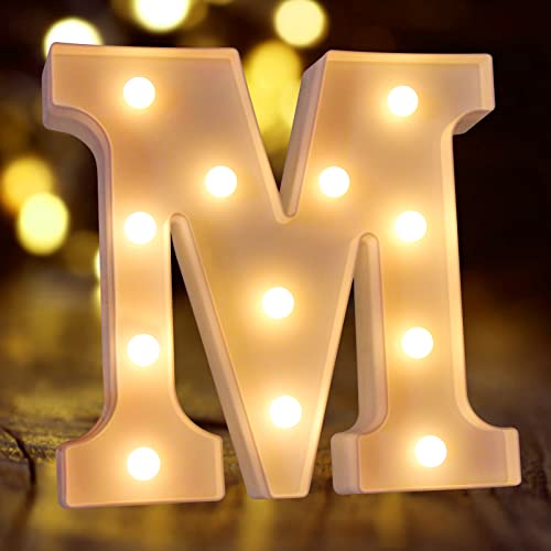Laerjin Light Up Letters, Marquee Letters With Lights, Decorative Led Light Up Number, Light Up Number Sign For Night Light Wedding Birthday Party Christmas Home Bar - Letter Lights-M #TOP1