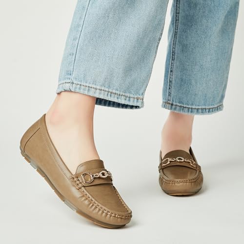 Image of Women's Business Loafers Work Casual Flats Shoes Lightweight Penny PU Leather Slip On Walking Shoes