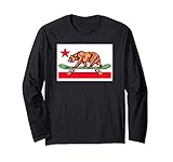 Skateboard Grizzly Bear California Flag Funny Skater Retro Langarmshirt