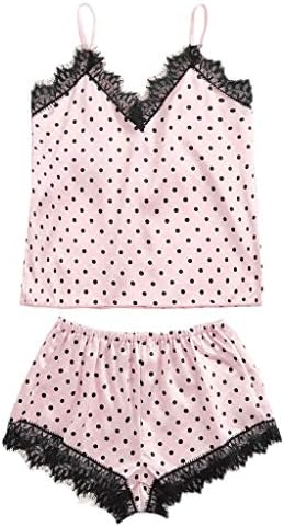 Women Sleepwear Pajama Set Summer Spaghetti Strap Silk Sexy Satin Lingerie Lace Polka Dot Home Nightwear Mini Clothes