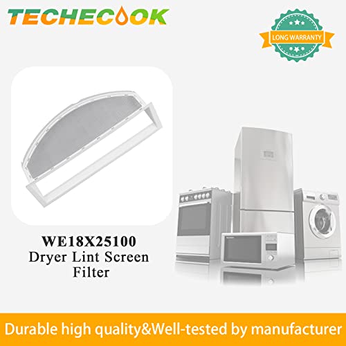 WE18X25100 WE18M19 Dryer Lint Screen Filter by Techecook - Upgraded Screen Mesh - Fit for GE Dryers - Replaces WE18M19 WE18M28 AP6037511 PS11767017