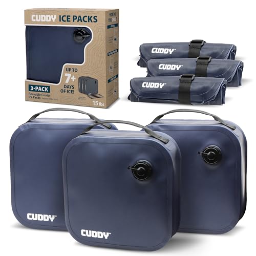 Cuddy Reusable Ice Packs for Coolers - 3 Pack - Premium Long Lasting Freezer Packs for Ice Chest & Camping