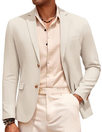COOFANDY Mens Cotton Linen Blazer Jacket Slim Fit Linen Sport