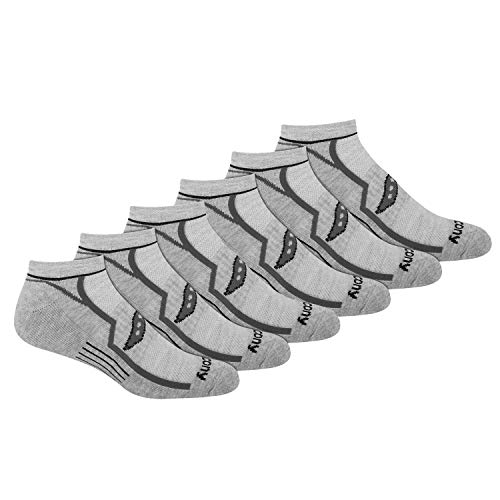 Saucony Men's Multi-Pack Bolt Performance Comfort Fit No-Show Socks, Grey Basic (6 Pair), Shoe Size: 8-12