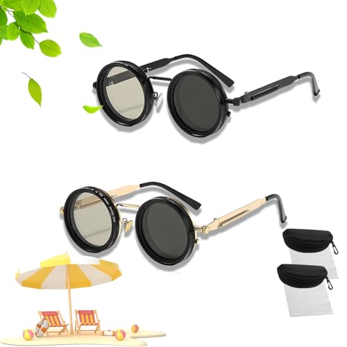 Organismt Sunglasses,Adjustable Tint Rounded Polarized Lenses,400V Lens FlexiTint Retro Sunglasses