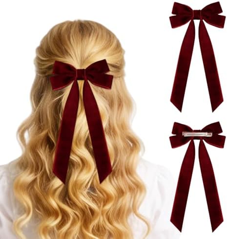 10 PCS Velvet Christmas Tree Bows with Hair Clip, 2025 New Velvet...