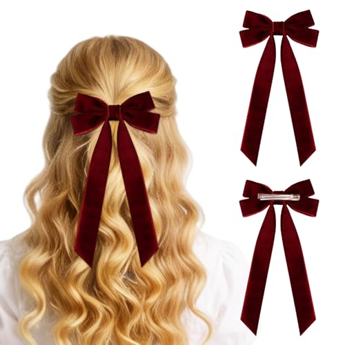 10 PCS Velvet Christmas Tree Bows with Hair Clip, 2025