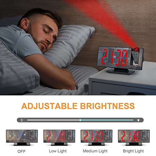 Jxtz Projection Alarm Clock For Bedroom, Digital Alarm Clock With 180° Projector, Digital Clock With 7.8 Inch Large Screen, 4-Level Dimmer, Snooze Function, 12/24H, Usb Charger, Temperature Display #TOP3