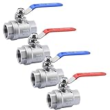 1'' Full Port Ball Valve, NPT Female 316 Stainless Steel Heavy Duty Ball Valve for Water, Oil and Gas with Handle WOG1000（4 PCS)