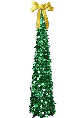 Amajoy 1,5 m opvouwbare kerstboom met 8 m glitterband