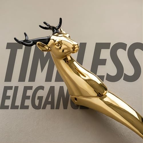 Image of GLOXY Premium Gold 12 inch Classic Vintage Deer Shaped Main Door Handle with 8 inch Hole-to-Hole Spacing - Decorative Push & Pull Aluminium Wooden & Glass Doors Handles for Homes, Hotels & Offices- Pack of 1