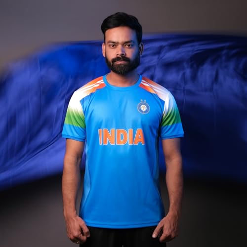 Image of YOURJERSEY Indian ODI Cricket Jersey 2024-25 | Personalized with Name & Number | Blue Team India Jersey for Kids, Men & Women | Sizes 2Y Kid to 4XL