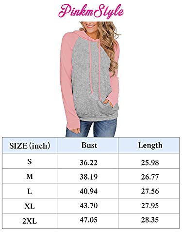 Pinkmstyle Womens Pullover Hoodie Sweatshirts Casual Floral Print Tunic Tops Kangaroo Pocket Shirts Navy Stripe Small #TOP4